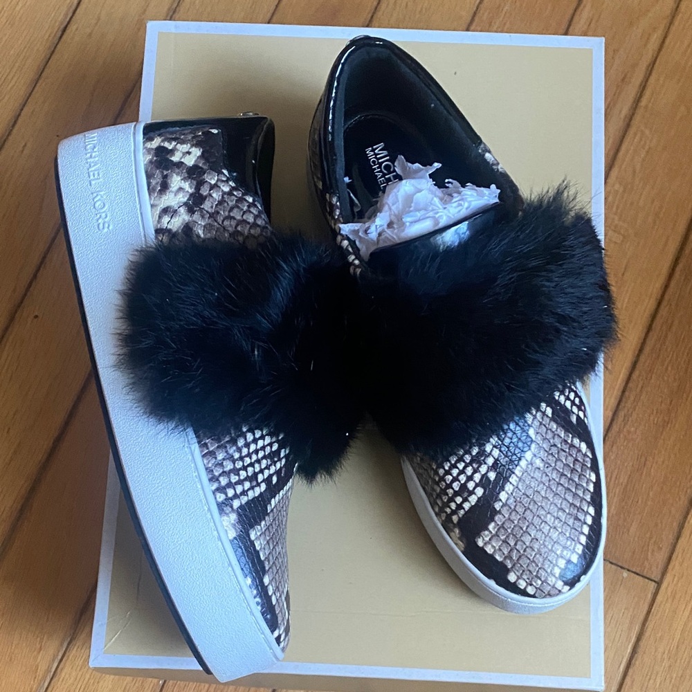 Michael Kors Sneakers with Black Fur Accent